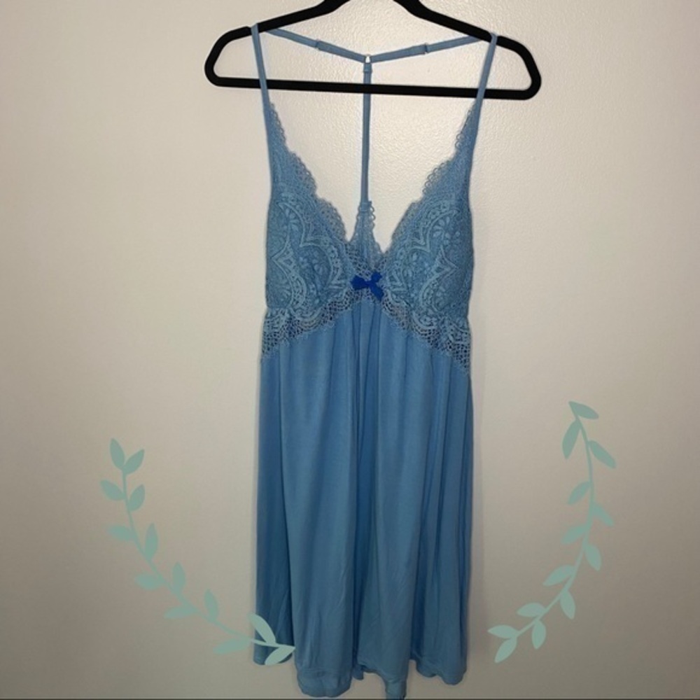 Victoria’s Secret Blue Lace Mesh Chemise Slip Y2K Inspired Medium